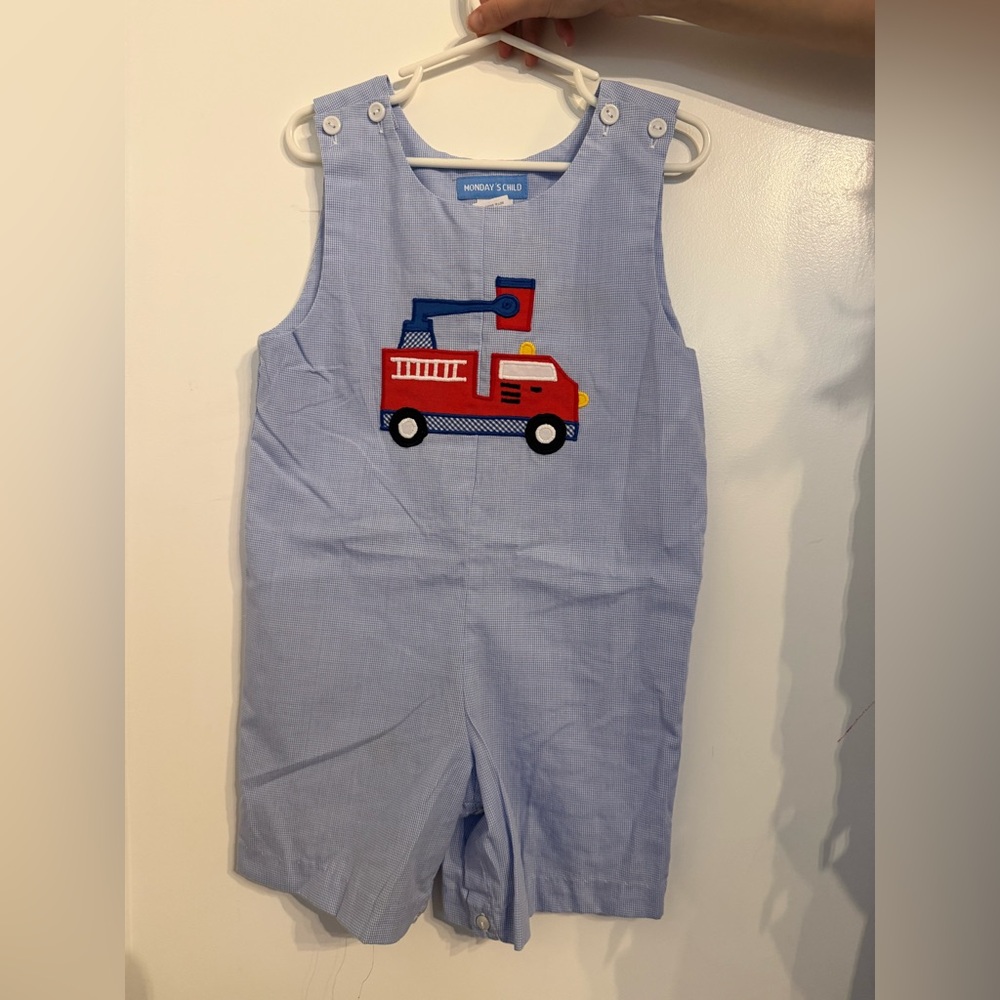 Monday's Child Light Blue Fire Truck Jon Jon